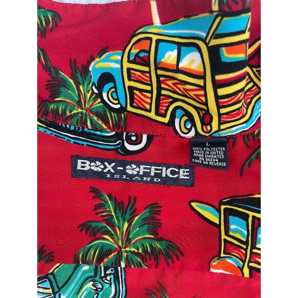 Box Office Island Classic Hawaiian Button Up Shirt Men's Size Large Cars Surfboa - Picture 5 of 5